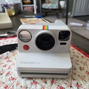 Polaroid Now Instant Camera - White with Rainbow Stripe